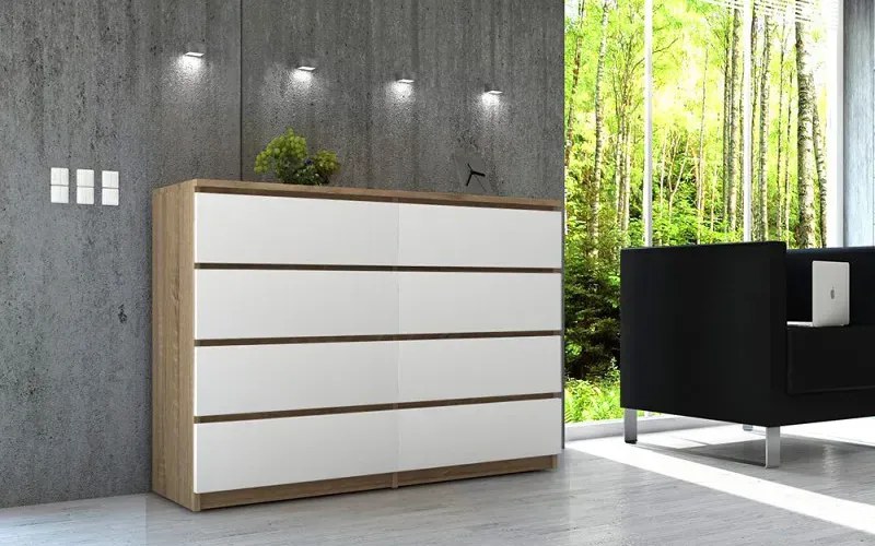 Komoda z szufladami dąb sonoma + biały L1-C39