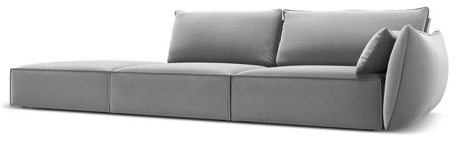 Jasnoszara aksamitna sofa prawostronna 264 cm Vanda – Mazzini Sofas