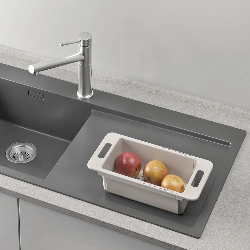 Szary regulowany plastikowy teleskopowy ociekacz na zlew 52x18 cm – Metaltex