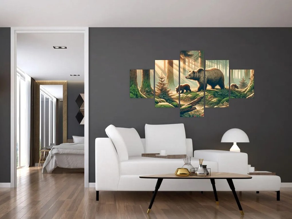 Obraz - Niedźwiedzie w lesie (125x70 cm)