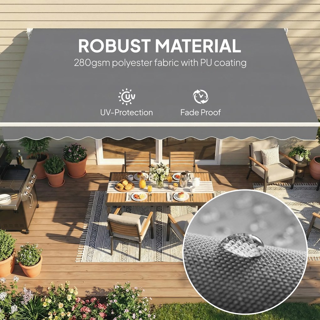 Outsunny Zamiennik materiału markizy – osłona przeciwsłoneczna UPF 50+ do ramy 3,5 x 2,5 m, ciemnoszary | Aosom PL