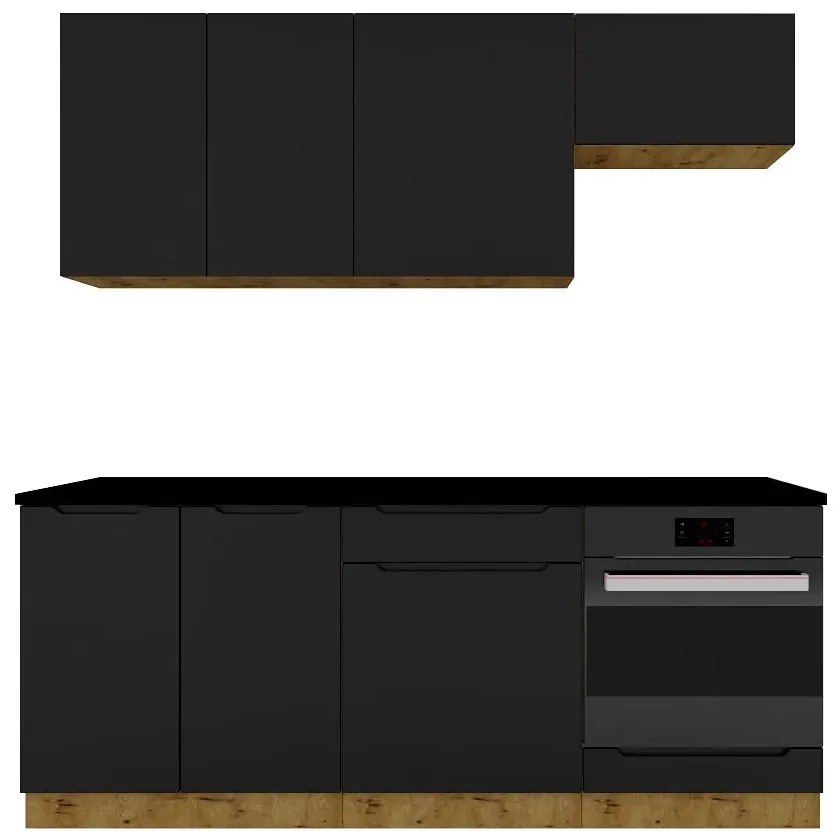 Komplet mebli kuchennych dąb artisan + czarny - Orfa 27X
