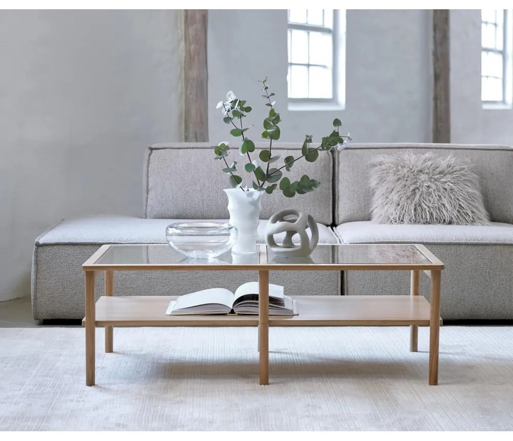 Naturalny szklany stolik 60x120 cm Elba – Unique Furniture