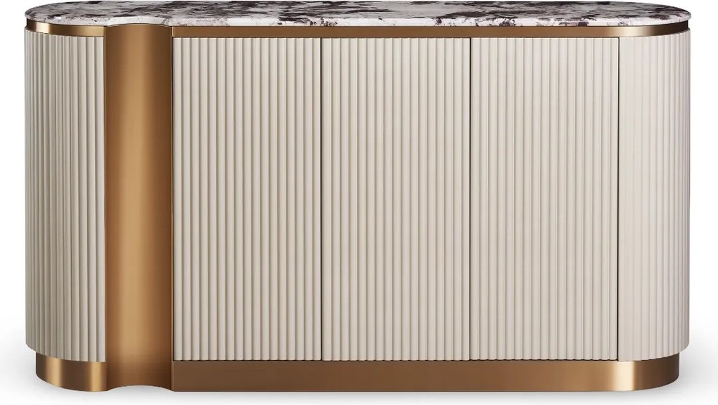 Ryflowana komoda glamour Stilig ST917B, kremowa