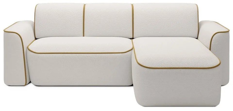 Żółty/kremowy narożnik z materiału bouclé (prawostronny/z szezlongiem) Ume – ELTAP
