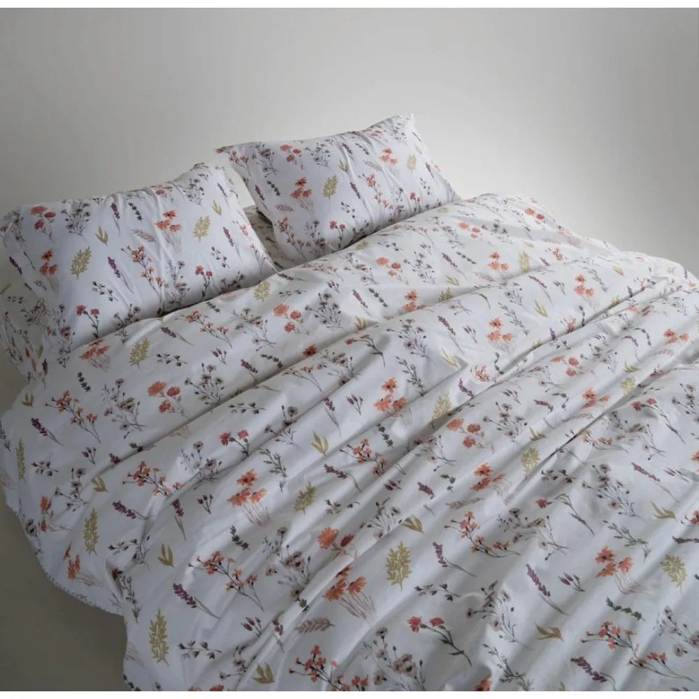 Biała pościel dwuosobowa z bawełny renforcé 240x220 cm Floral Dance Autumn – Mila Home Luxury