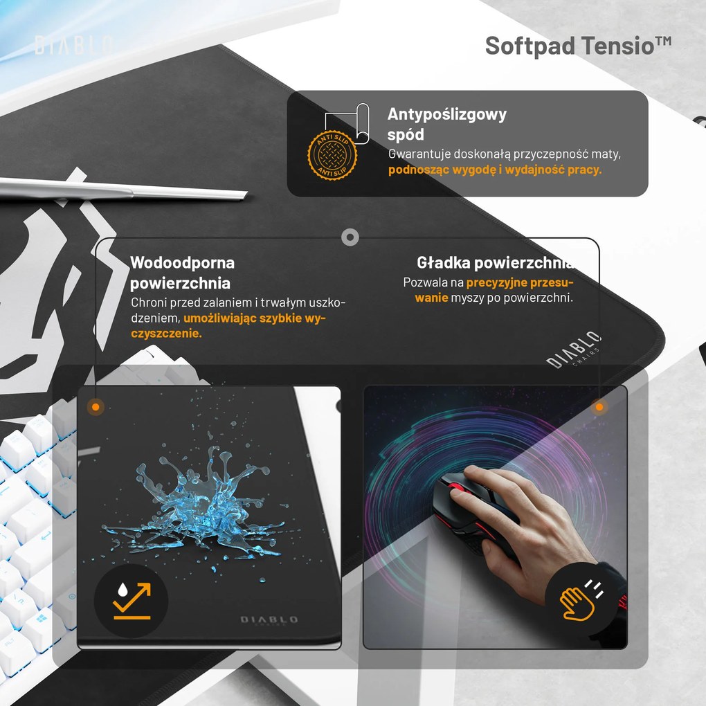 Biurko z regulacją wysokości Diablo X-Tensio 1100 białe