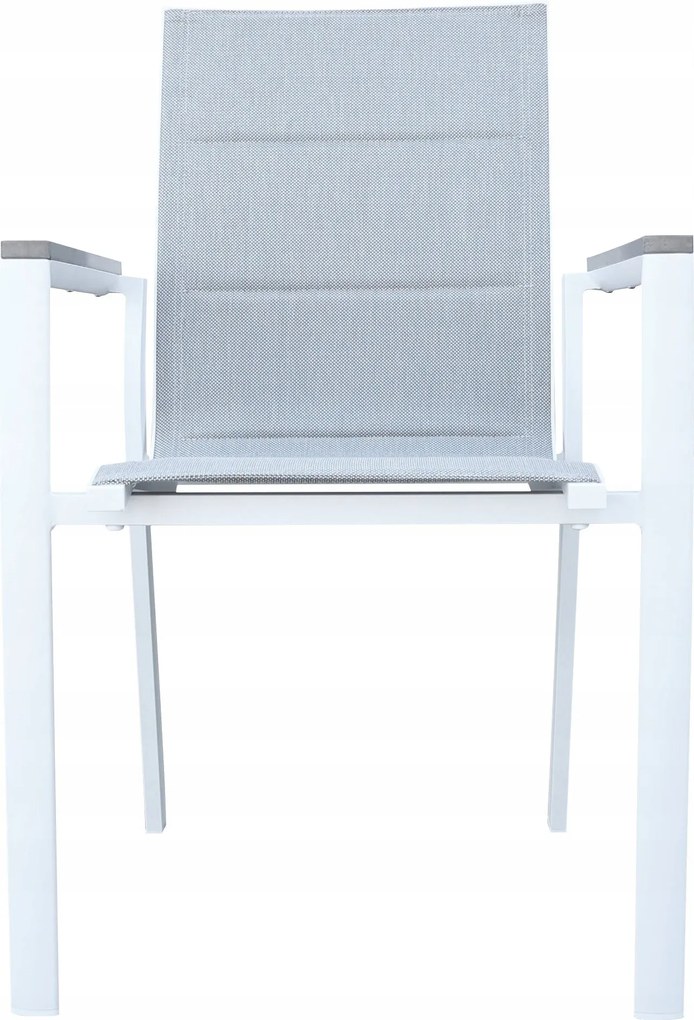 Krzesło ogrodowe aluminiowe białe 56x65x88 cm komfortowe wytrzymałe pianka
