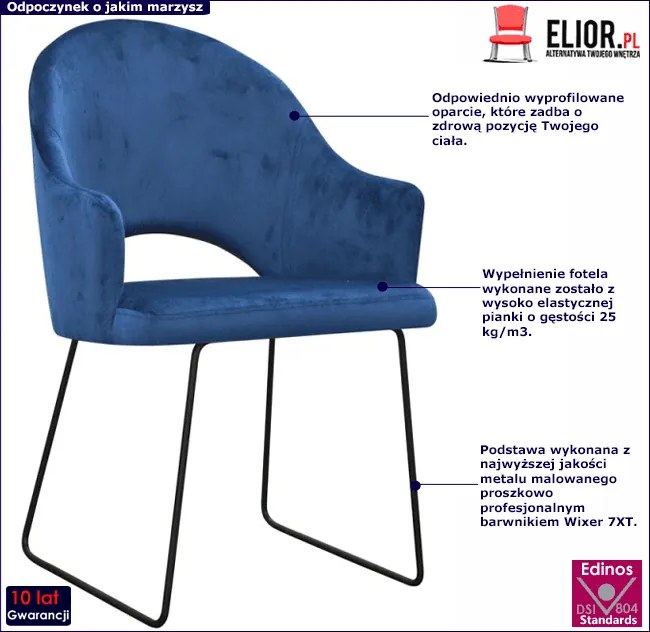Granatowy fotel tapicerowany F5-F97