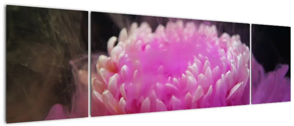 Obraz kwiatu w różowym dymie (170x50 cm)
