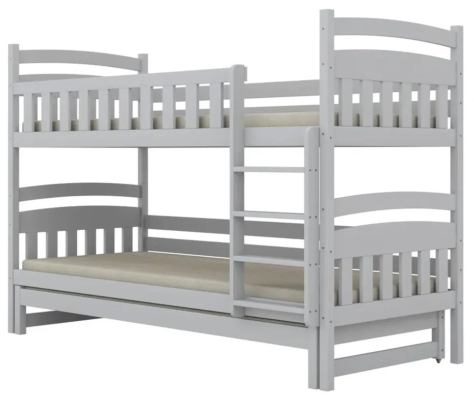 Łóżko piętrowe JULITA 180x80 białe drewniane trzyosobowe KOCOT KIDS