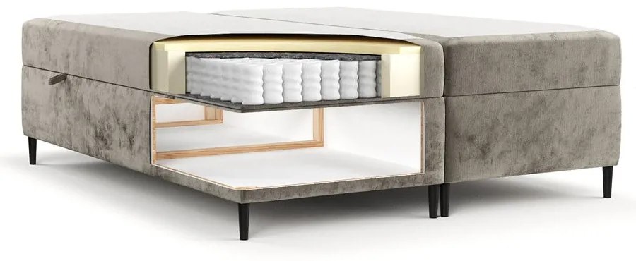 Jasnobrązowe łóżko boxspring ze schowkiem 200x200 cm Araya – Maison de Rêve
