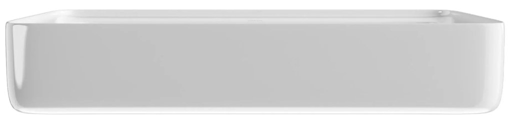 Umywalka ceramiczna nablatowa prostokątna biała bez otworu na baterię 76 x 41 cm KLUDE