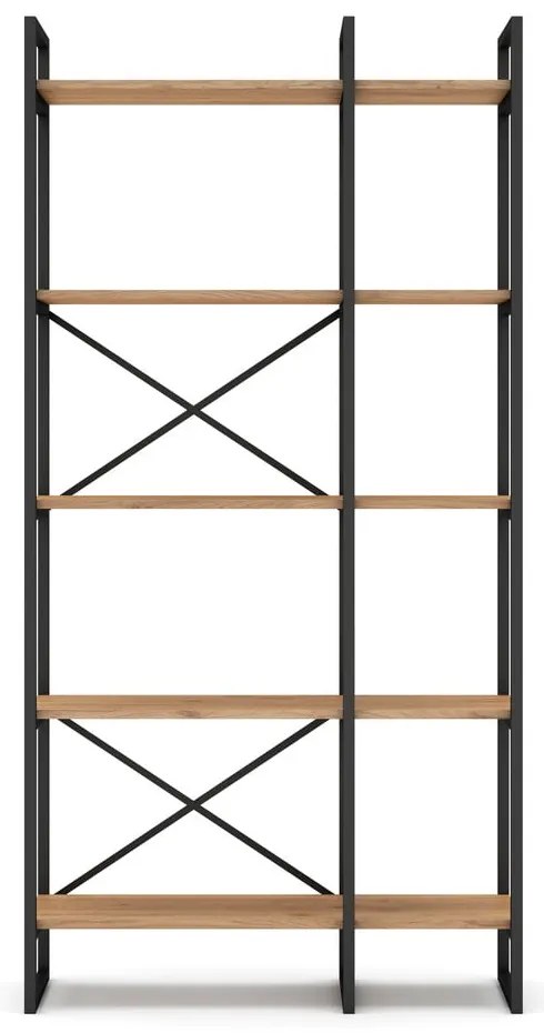 Czarno-naturalny regał w dekorze dębu 87,5x175 cm Dusan – Marckeric