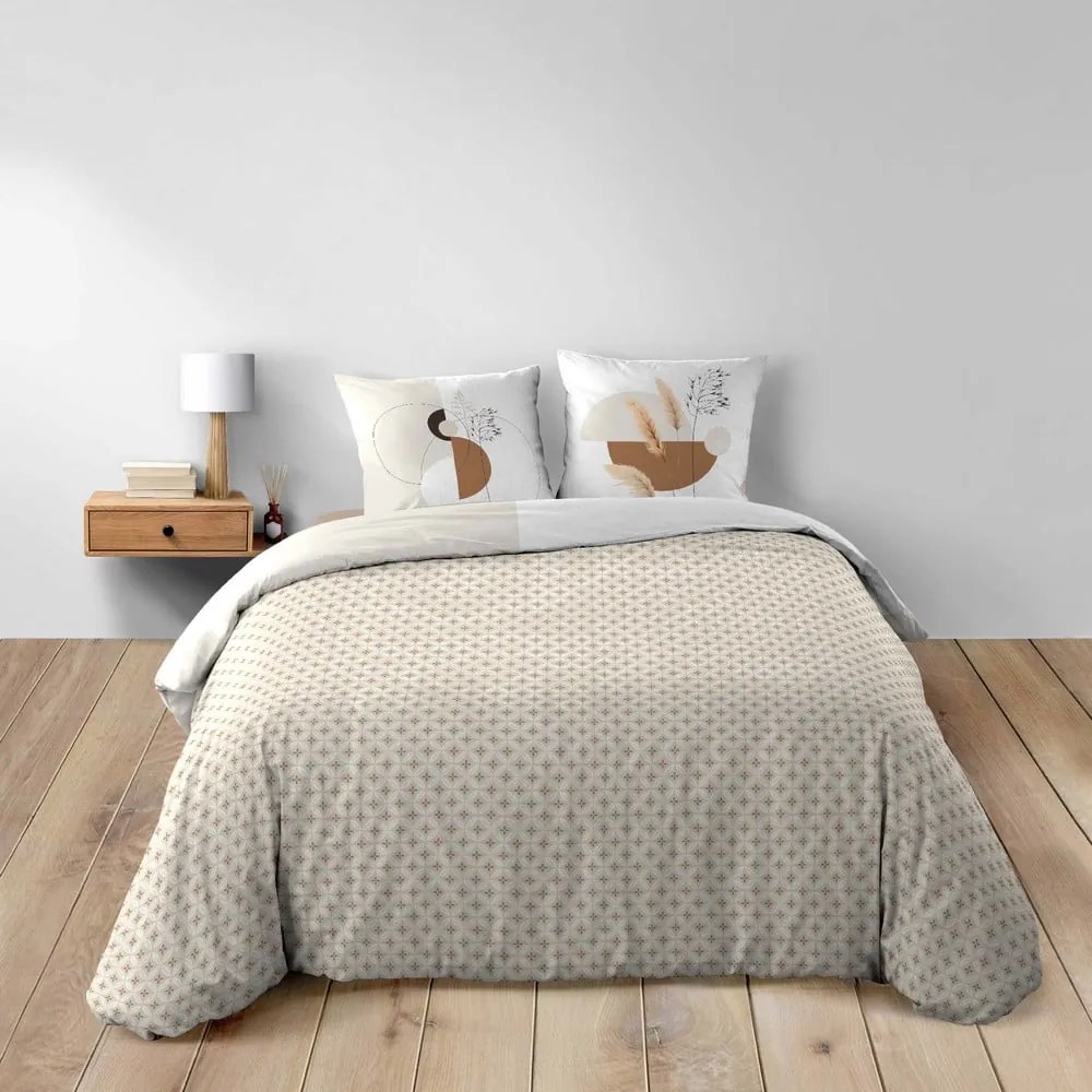 Biało-beżowa bawełniana pościel dwuosobowa 240x220 cm Natacha – douceur d'intérieur