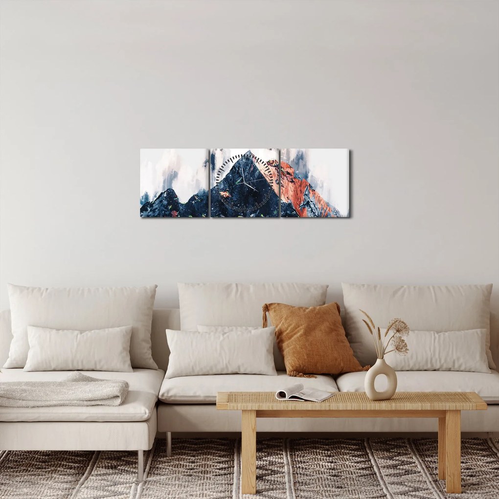 Obraz - Abstrakcyjna góra (z zegarem) (90x30 cm)
