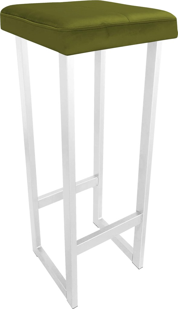 Hoker ALEX krzesło barowe tkanina Welur podstawa metalowa : Kolor Stelaża - Biały, Kolor tkaniny - VELVET - BL75, Wysokość - 90 cm