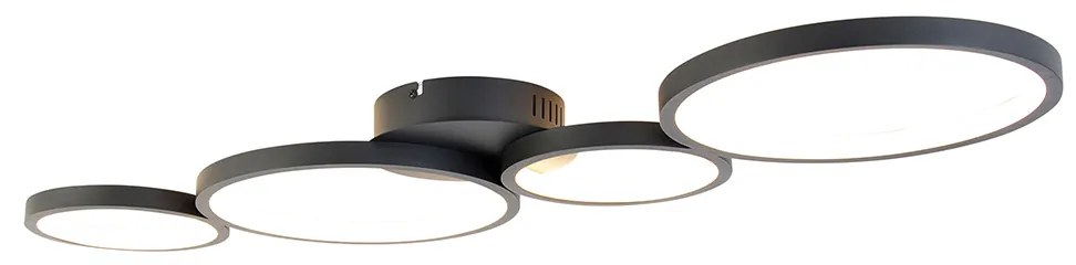 Lampa sufitowa czarna z diodą LED 3-stopniowy ściemniacz 4-światła - Lupolo Nowoczesny Oswietlenie wewnetrzne
