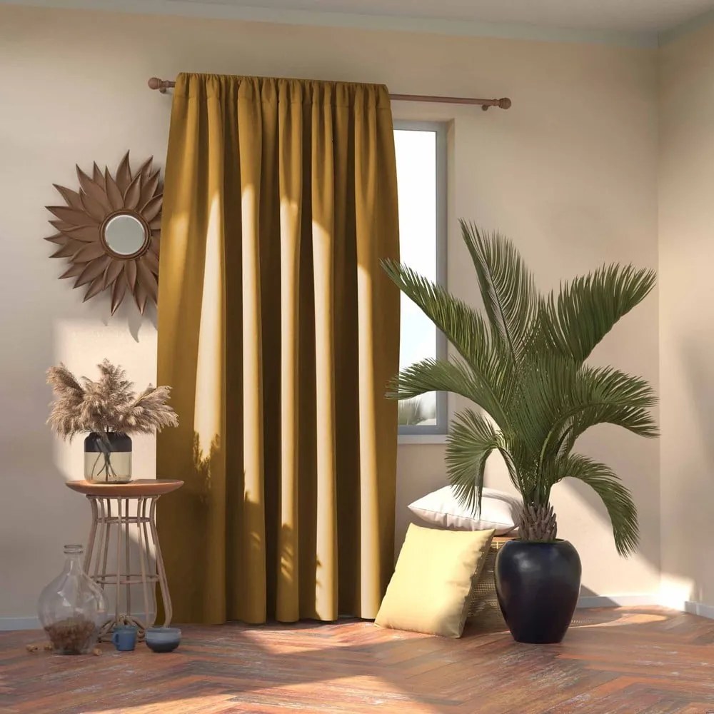 Żółta zasłona częściowo zaciemniająca (dimout) 140x245 cm Kierra – Restilo