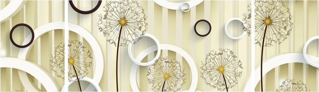 Abstrakcyjny obraz z dmuchawcami (170x50 cm)