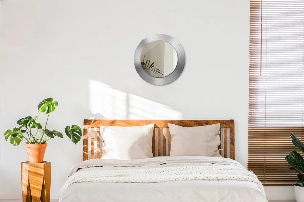 Lustro dekoracyjne okrągłe Błyszcząca stal