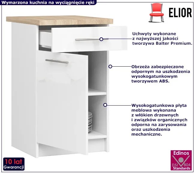 Nowoczesna szafka kuchenna do zabudowy biały połysk - Cortez 10x