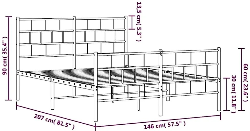 Białe podwójne metalowe łóżko 140x200 Baresi