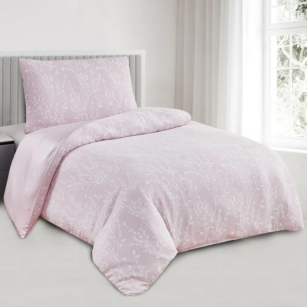 Pościel żakardowa Boston różowy, 140 x 200 cm, 70 x 90 cm