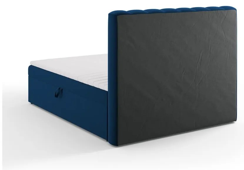 Ciemnoniebieskie łóżko boxspring ze schowkiem 160x200 cm Gina – Milo Casa