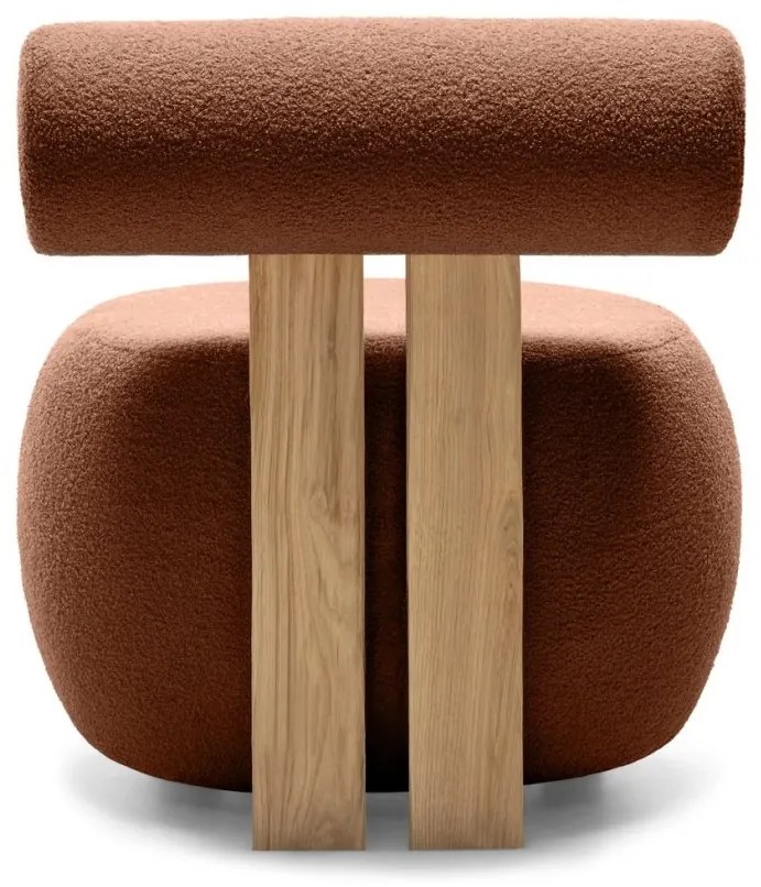 Brązowy designerski fotel HANNA, dąb