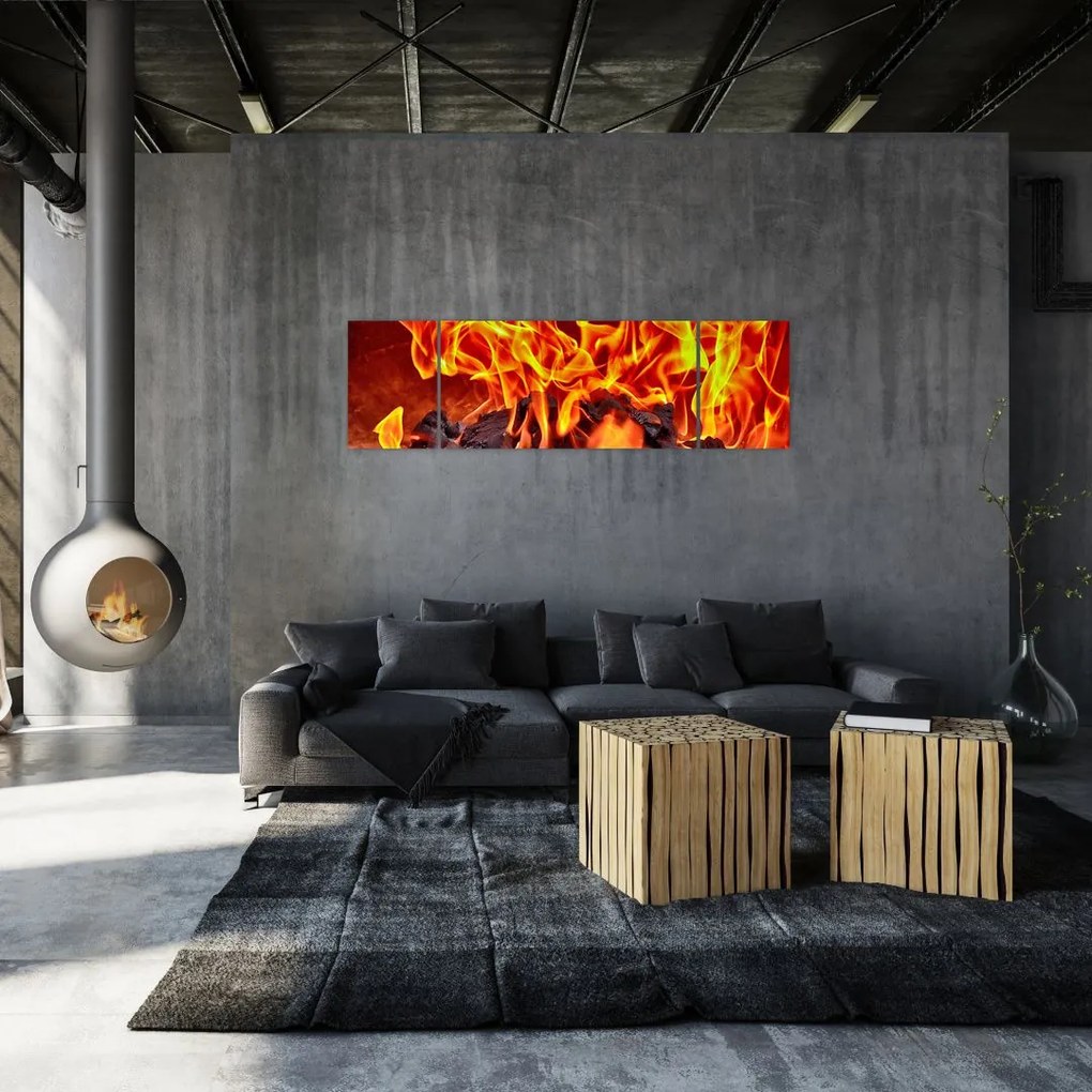 Obraz płonących węgli (170x50 cm)