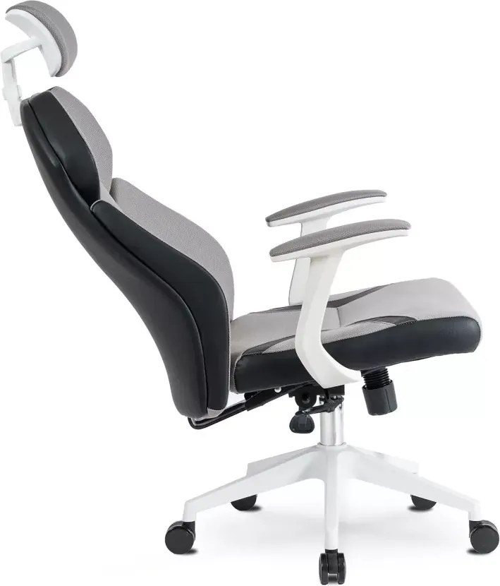 Fotel biurowy ergonomiczny obrotowy Duncan szary czarny regulowany zagłówek multiblock