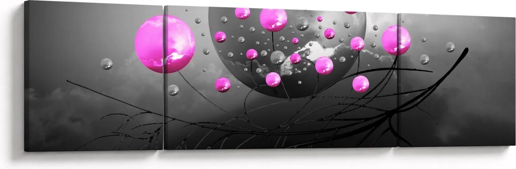 Obraz różowych kul (170x50 cm)