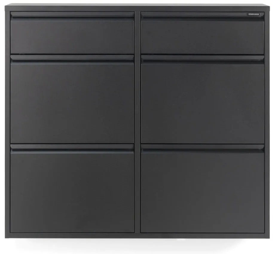 Czarna metalowa uchylna szafka na buty 98x86x15 cm Billy – Spinder Design