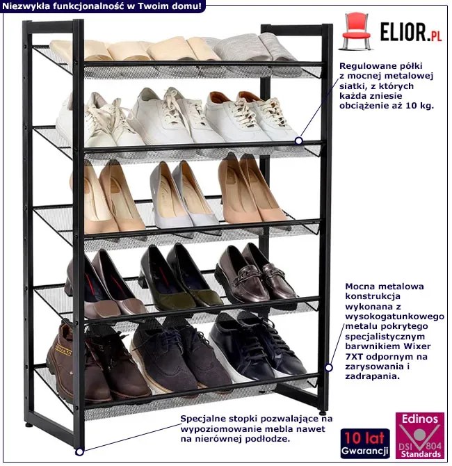 Metalowy regał z 5 regulowanymi półkami C0-H80