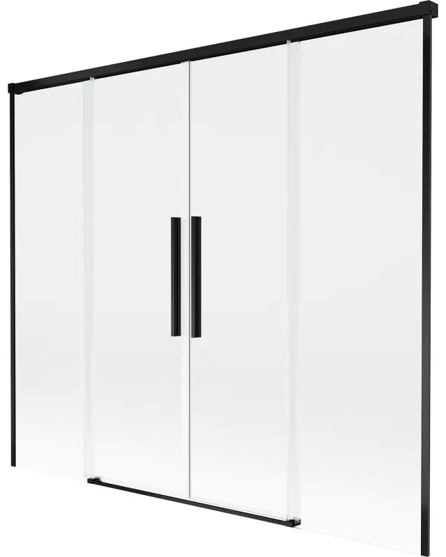 Mexen Rox parawan nawannowy 2-skrzydłowy rozsuwany 180 x 150 cm, transparent, czarny - 8C9-180-002-70-00