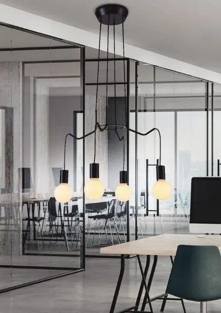 Czarna wisząca lampa loftowa K147 L4-C30