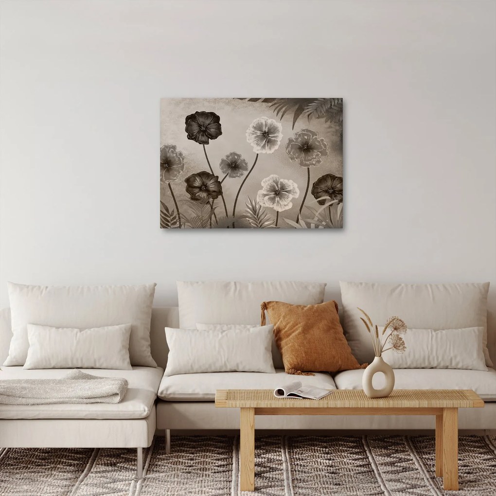 Obraz - Rysowane kwiaty (70x50 cm)
