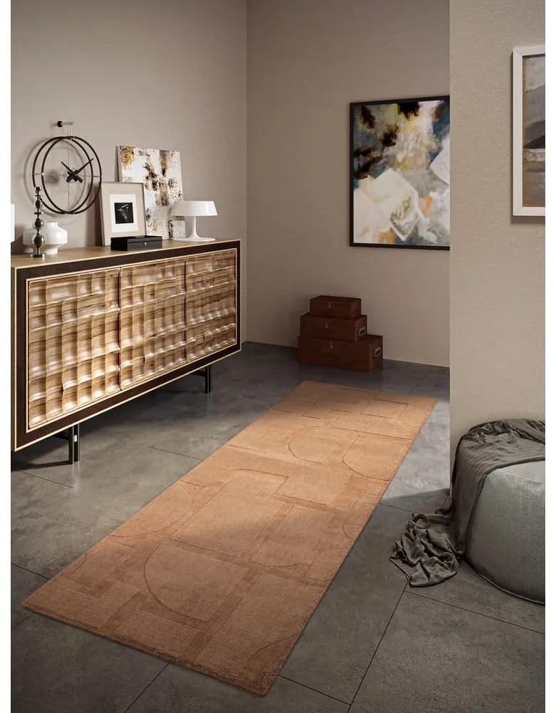 Brązowy wełniany chodnik tkany ręcznie 80x250 cm Alexis – Villeroy&amp;Boch