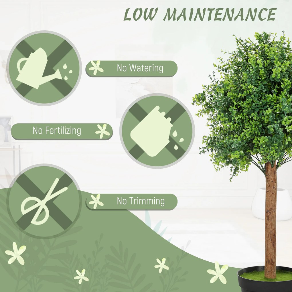 HOMCOM Sztuczny Bukszpan 90cm, Sztuczna Roślina w Doniczce do salonu