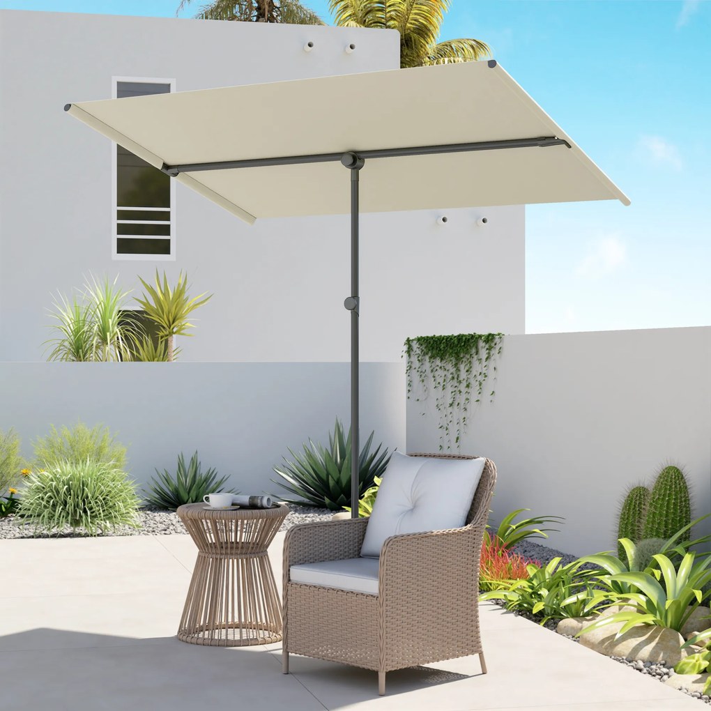 Outsunny Parasol Ogrodowy Obracający się o 180 Stopni z Ruchomym Masztem Aluminiowym 150x205cm Beżowy