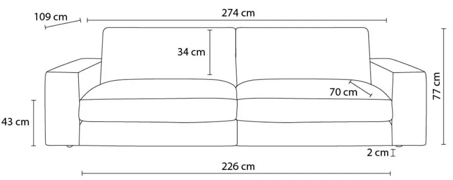 Jasnoszara sztruksowa sofa 274 cm Leonard – Bobochic Paris