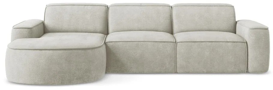 Kremowy narożnik z tkaniny szenilowej (lewostronny/z szezlongiem) Omao – Makamii