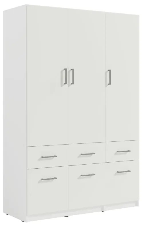 Szafa 3-drzwiowa z 6 szufladami - szer. 136 cm - Biały - BELOMY