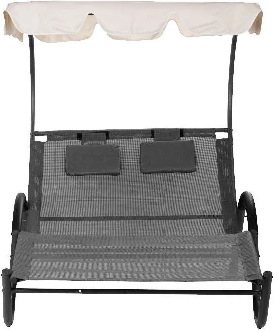 Leżak ogrodowy dla dwóch osób Sunset 303 z regulowanym daszkiem