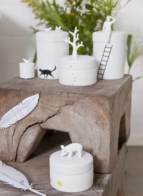 Biała porcelanowa puszka na kawę PORCELAINSTORIES CAN CAT