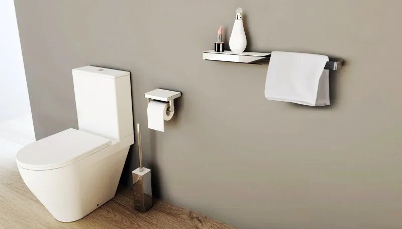 Uchwyt na rolkę papieru toaletowego SDLTPHMosiądz - seria LINEAR - chrom z półką z odlewu mineralnego