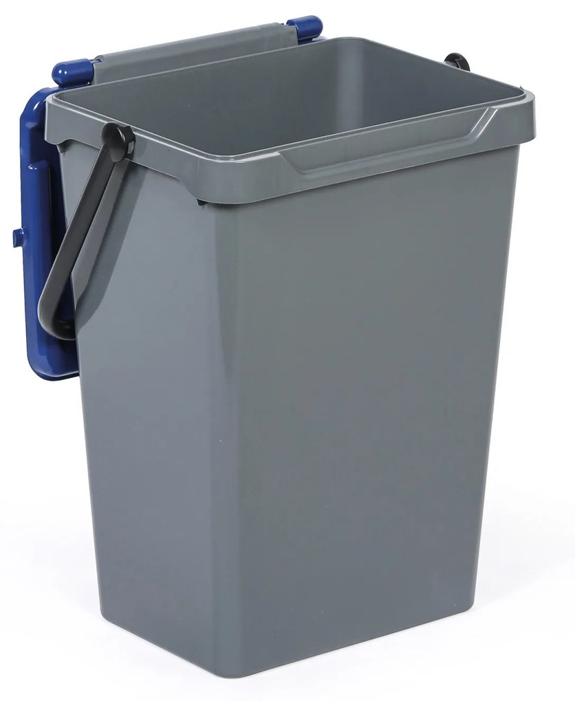 Kosz plastikowy na śmieci do segregacji, 35 l, szary + niebieski