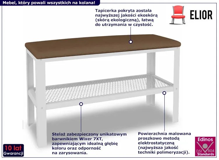Nowoczesne siedzisko z półką na buty biały + ciemny beż - Sagal 5X