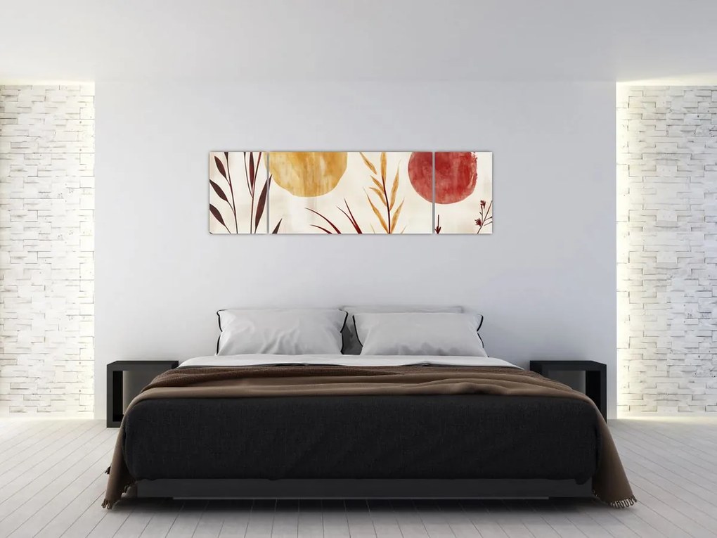 Obraz - Rośliny i okręgi (170x50 cm)